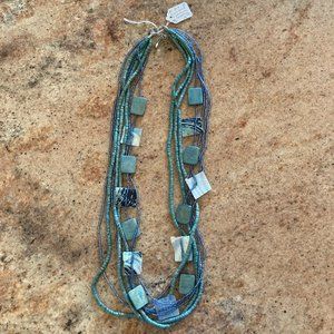 Turquoise wood and abalone necklace